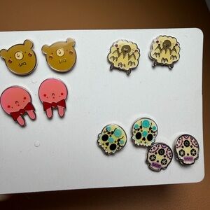 Novelty Enamel Stud Earrings Set